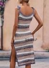 Small Order Clothing Manufacturers Women'S Sleeveless Dress Striped Knitted Split Round Neck Dresses