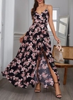 Custom Clothing Factory China Women'S Summer Floral Printed  Sleeveless V Neck Maxi Dress
