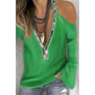 Strapless Women'S Solid Color Sweater Deep V Neck Long Sleeve Ladies Stylish Tops