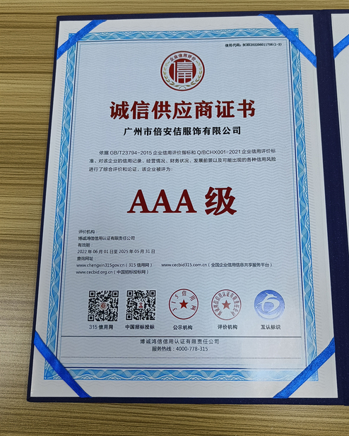 Porcellana Guangzhou Beianji Clothing Co., Ltd. Certificazioni